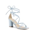 thumbnail image 1 of BLISSFUL STEP Chaussures pour Femmes à Bout Ouvert à Lacets Talon Bloc Sandales à Brides Bleu Ciel 6, 1 of 8
