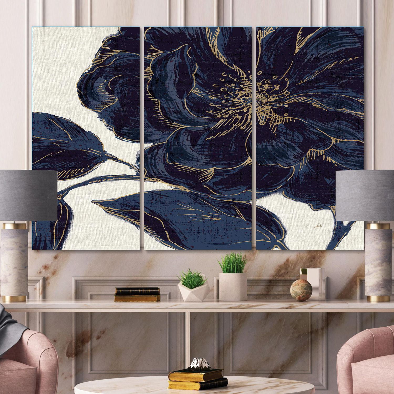 Designart Or doré rose foncé Art mural sur toile