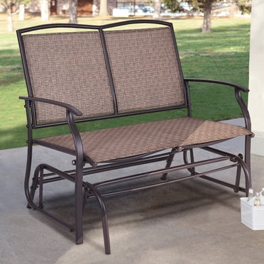 Costway Banc Berçant à Glissière pour Patio Double 2 Personnes Fauteuil Causeuse Fauteuil de Cour Arrière