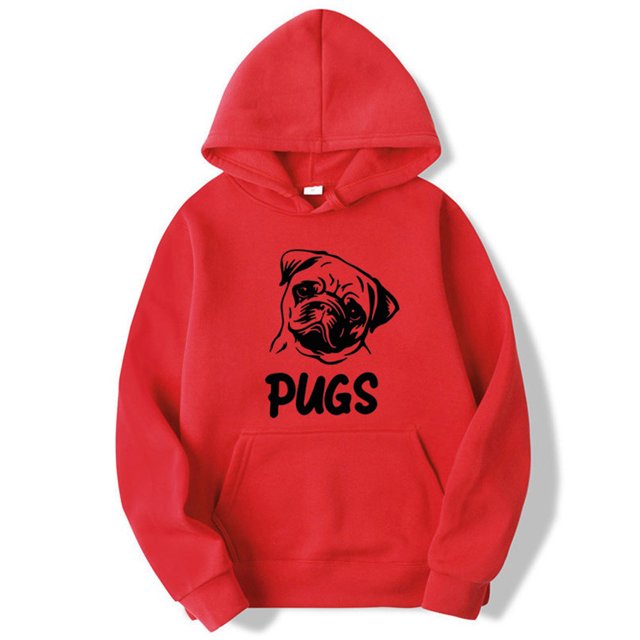 Chandail Imprimé Hip hop pug pour Hommes et Femmes (Rouge, TP)