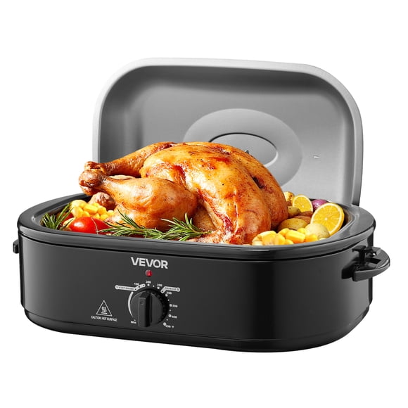 VEVOR Rôtissoire 18 Qt Rôtissoire Électrique pour Dinde avec Couvercle Auto-Arroseur, Rôtissoire Électrique 1450 W avec Fonction Décongélation et Maintien au Chaud