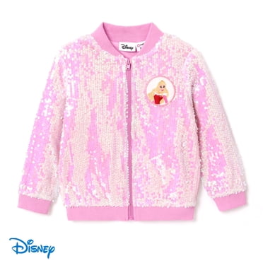 Disney Princess Blouson Bomber pour Filles Aurora à Paillettes Graphique à Fermeture Éclair Manteau d'Automne Veste Tailles 3-6