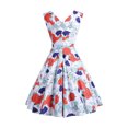 thumbnail image 3 of EGNMCR Robes de Soirée pour Femmes, Robes Formelles pour Femmes, Robes de Cocktail pour Femmes Sans Manches à Col en V Mi-Mollet Robe Confortable d'Été pour Femmes Sans Manches à Col en V Vintage Régulière à Imprimé Robe de Fête Robe pour Femme, 3 of 6