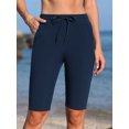 thumbnail image 2 of Beautyin Womens Swim Shorts Knee Length High Waisted Drawstring Swim Bottoms with Two Pockets, 2 of 7