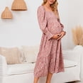 thumbnail image 4 of PEZHADA Mode d'Automne pour Femmes,Vêtements de Maternité pour Femmes,Robe Longue Décontractée et Aguichant pour Femmes Enceintes avec Petite Impression Florale en Mousseline à Col et Manches Longues, 4 of 5