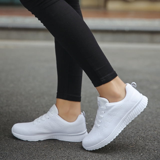 XIAQUJ Chaussures Croisées Course Décontractées Chaussures Rondes Femmes en Maille à Brides Mode Plates Chaussures Décontractées pour Femmes Espadrilles Mode pour Femmes Blanc 6(37)