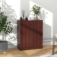 thumbnail image 2 of Costway Armoire de Rangement à 2 Portes Organisateur de Rangement Autoportant avec Étagère à 3 Niveaux Entrée Brun, 2 of 10