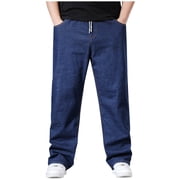 Lovzfmll Men's Jeans, Business Casual Trousers with Elastic Waist, Stretch Denim Pants Relaxed Fit, Comfort Straight Leg Fall Fashion