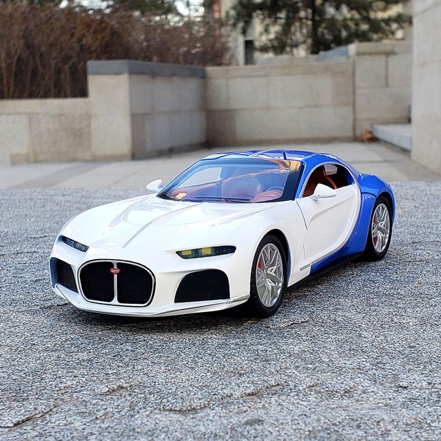 Modèle de Voiture de Sport en Alliage Atlantique 1:24 Véhicules Jouets en Métal Moulés sous Pression Modèle de Voiture Simulation Son Lumière Collection Cadeaux pour Enfants Blanc Sans Boîte