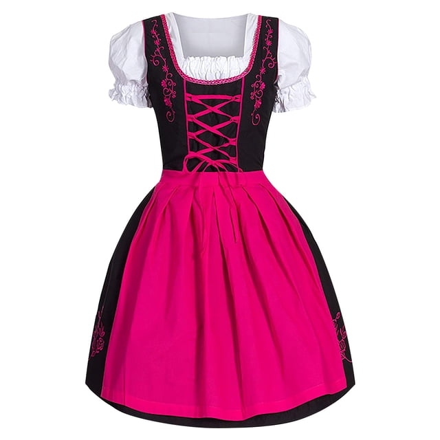 Kcodviy Robe en Denim Allemand pour Femme Grande Taille Robe Grande Taille Col Carré Tablier Robe Chic pour Femme Oktoberfest Fille Bière