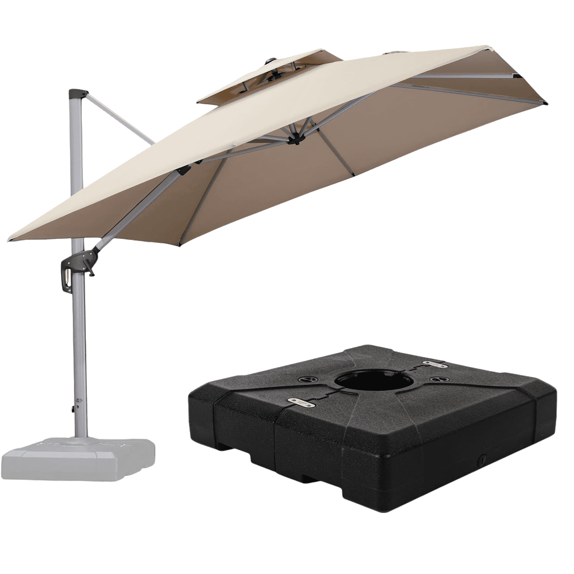 Purple Leaf Parasol de Patio Extérieur 10 Pi - Design Déporté à Bras Déporté avec Rotation à 360°, Parasol de Marché Carré Beige pour Terrasse, Piscine et Jardin