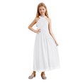 thumbnail image 1 of renvena Robe de Demoiselle d'Honneur Sans Manches en Chiffon pour Filles, Ivoire 14, 1 of 7