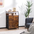 thumbnail image 3 of Gymax Commode 2 Pcs à 4 Tiroirs, Haute et Grand, Unité d'Organisation de Rangement avec Dessus en Bois, Bacs en Tissu, 3 of 10