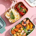 thumbnail image 4 of Oleegame 1PC Bathtub Drain Stopper Box Compartment Japanese Lunch Box With Spoon And Fork 2 Tier Stackable Lunch Containers For Kids And Adults Blue, 4 of 5