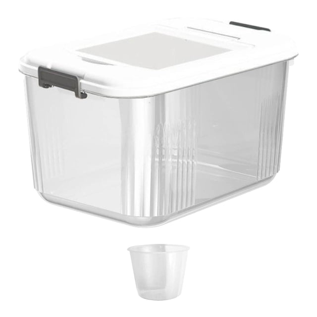 Lipstore Grain Rice Storage Container Airtight Rice Storage Bin for Cereal Flour Nuts 12.5KG White