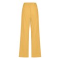 thumbnail image 4 of Ladies Pants Casual High Waisted Drawstring Elastic Straight Leg Long Pants With Pockets Ladies Summer Pants Yellow S, 4 of 4