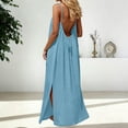 thumbnail image 2 of Daiosportswear Robe Longue de Détente pour Femmes à Bretelles Spaghetti, Dos Nu, Coupe Ample, Robe-Robe à Manches Courtes pour Femmes Bleu Pâle 29, 2 of 7