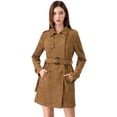 thumbnail image 4 of INSPIRE CHIC Women's Notched Lapel Double Breasted Trench Coat Jacket, 4 of 6
