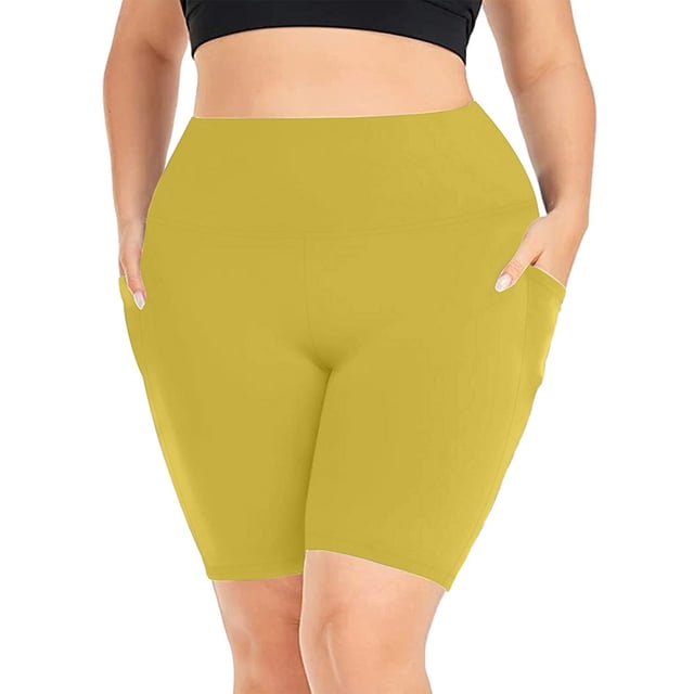 Wlynlyn Plus Size Biker Shorts for Women High Waisted Compression Yoga Tights Quick Dry Workout Shorts