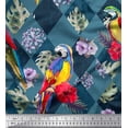 thumbnail image 1 of Soimoi Blue Rayon Fabric Floral Tropical Bird Fabric Prints by Yard 58 Inch Wide, 1 of 3