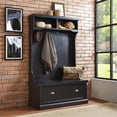 thumbnail image 2 of Pemberly Row Tall Entryway Hall Tree with Storage Bench in Distressed Black, 2 of 10
