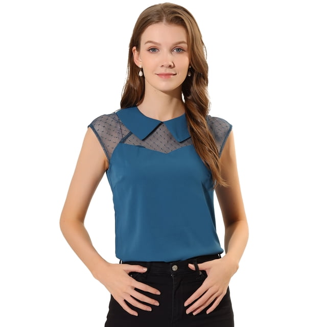 INSPIRE CHIC Blouse à Col Peter Pan à Manches Courtes pour Femmes