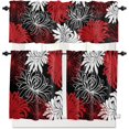 thumbnail image 3 of Dahlia Kitchen Curtains Red Chrysanthemum Valances for Windows, Botanical Prints Curtains & Drapes, Blackout Curtains Rod Pocket Kitchen Curtains and Valances Set Tier Curtains for Bathroom, 3 of 5