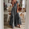 thumbnail image 1 of SMihono Robes d'Été Bohémiennes Femmes Grande Taille Mode Femmes Chiffon Été Décontracté Imprimé Col en V Manches Courtes Robe Longue, 1 of 7