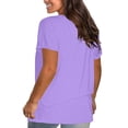 thumbnail image 2 of WTXUE T-Shirts à Manches Courtes, Chandails à Col Rond pour Femmes Chandails en Coton Chandails Amples T-Shirts Hauts Amples Unis / Décontractés pour Femmes Purple S, 2 of 8