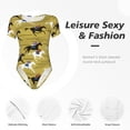 thumbnail image 4 of Bingfone Justaucorps à Col Rond pour Femmes à Motif de Cavaliers en Courses de Chevaux, Justaucorps Ajusté à Manches Courtes avec Boutons-Pression, Convient pour Fête, Sports, Usage Quotidien - Grand, 4 of 7
