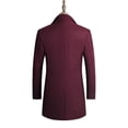 thumbnail image 2 of UKAP Men Pea Coat Solid Color Trench Coats Lapel Jacket Mid Length Work Outwear Wine Red M, 2 of 3