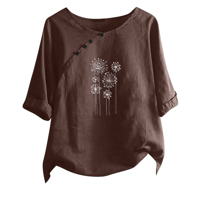 Blouses pour Femmes T-shirt Imprimé Manches Courtes Blouse Col Rond Hauts Décontractés