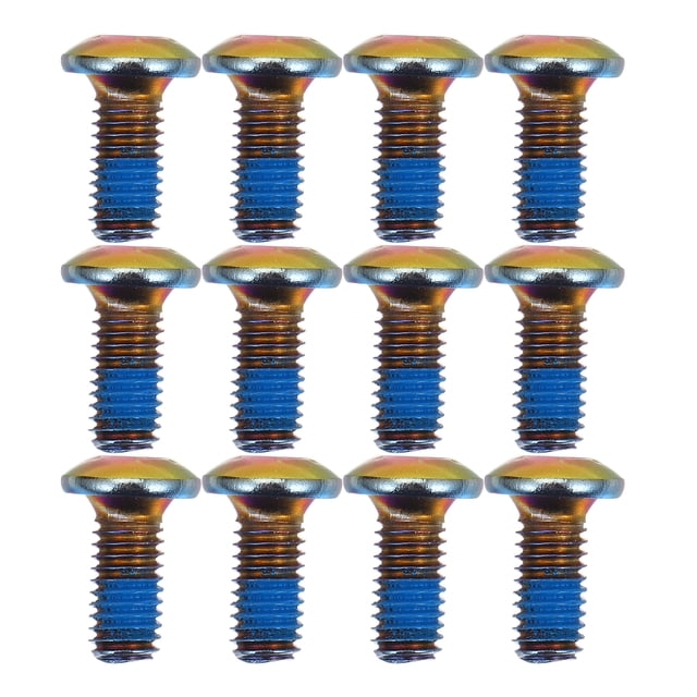 Shisuyan 1 Box/12PCS Titanium Steel Brake Pad Screws Brake Fixing Screws Durable Screws for Mountain Bike (Seven Colors)