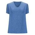 thumbnail image 4 of Liquidation & Promo, Chemise Décontractée à Manches Courtes Patchwork Col en V en Coton pour Femmes Style Confortable et Décontracté Silhouette/coton, Bleu, Sopatenor, 4 of 6