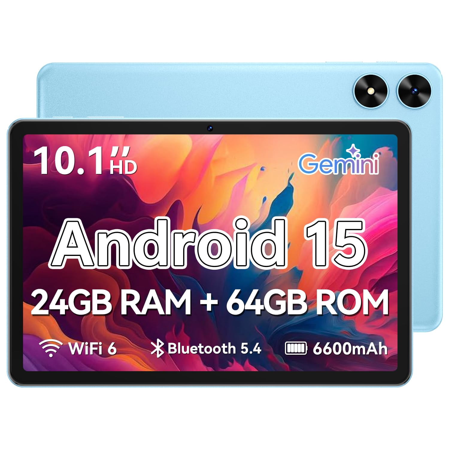 SHARECLOUD Tablet 10.1 inch, Android 15 Tablet with Case, 24GB RAM + 64GB ROM 1 TB Expandable, 1280x800 HD IPS Touch Screen, 8H Battery, WiFi 6, BT 5.4, Dual Camera (Blue)