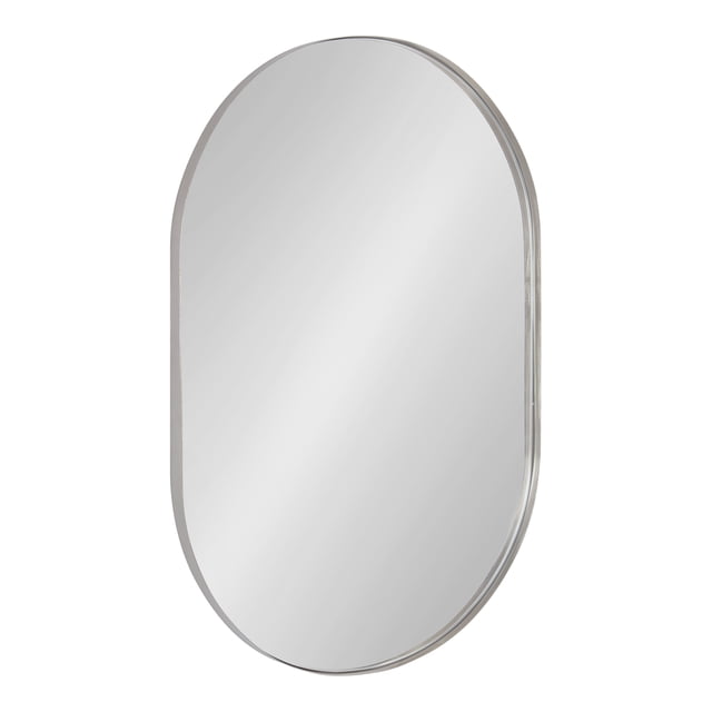 Kate and Laurel Rollo Modern Oval Capsule Wall Mirror, 20 x 30, Silver, Decorative Geometric Metal Framed Mirror