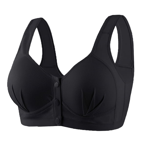 Kyusrd Front Open Bras For Women Wireless Non-Steel Ring Push Up Breathable Bralette Underwear No-Slip Solid Color Plus Size Soft Comfortable Breastplate Comfy Soft Cotton Daily Bras