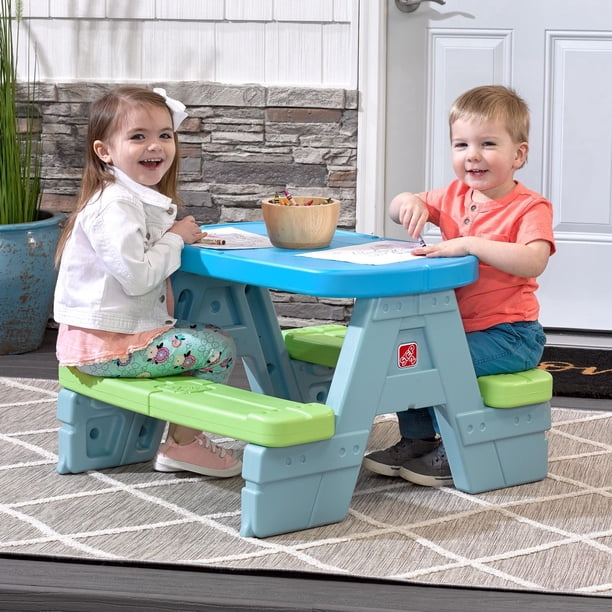 Step2 Sun & Shade Plastic Picnic Table with Umbrella for Children