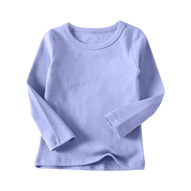 tarylea Baby Girl Clothes Crew Neck Undershirts Solid Color Long Sleeve Pullover Casual Loose Fall Basic Tops