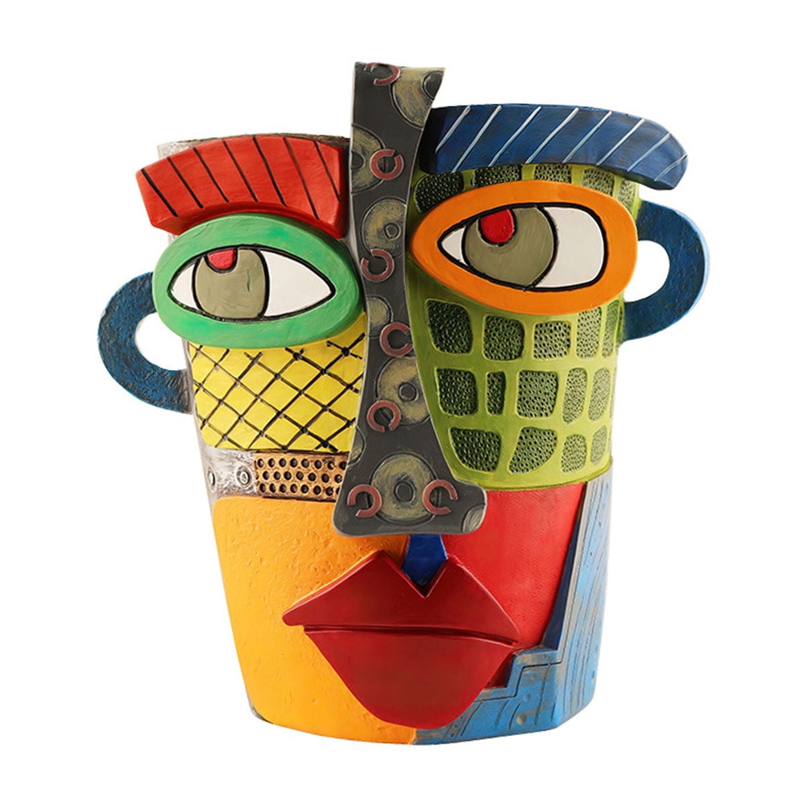 Picasso Brutalist Abstract Beauty Face Flower Pot Ornaments - Unique Face Planters Pots Rainbow Head Planters Pots Container, Decorative Flower Pot for Indoor Outdoor Plants