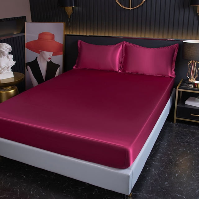 maskred Polyester Easy To Install Solid Color Mattress Protector Cover Protects Mattress Fits Most Winered 1Set