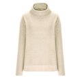 thumbnail image 4 of KIHOUT Spring Winter Womens Tops Fashion Casual Solid Color Split Fork Knitted Sweater Long Sleeve Turtleneck Tops, 4 of 6