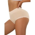 thumbnail image 4 of INSPIRE CHIC Women's Cotton Underwear High-Rise Lace Trim Tummy Control Full Coverage Brief XL Beige, 4 of 4