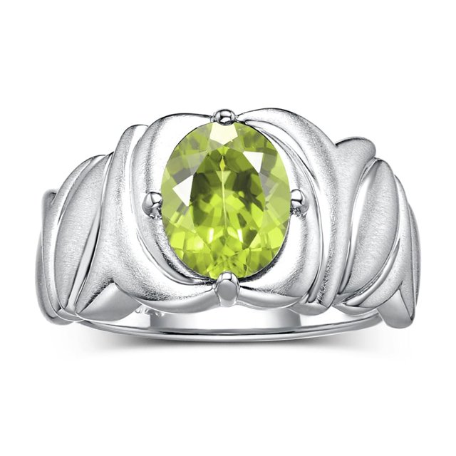 RYLOS Bagues pour Femmes Bague en Argent Sterling Solitaire Pierre Précieuse Ovale 9x7 mm avec Anneau Fini Satiné Péridot d'Août Bijoux Taille 9