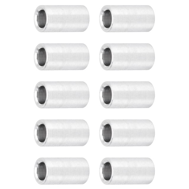 Round Spacers, 10Pcs Easy Replace Lightweight Aluminum Alloy Spacer OD 6mm ID 4mm Threadless Support Fittings Seamless For Workpiece Connecting Long 10mm
