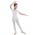 thumbnail image 2 of Miaeowve Justaucorps Classique à Manches Courtes pour Filles, Extensible, de Gym, de Ballet et de Danse, Blanc, 3, 2 of 7