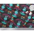 thumbnail image 3 of Soimoi Black Velvet Fabric Text & Bunny Kids Decor Fabric Printed Yard 58 Inch Wide, 3 of 3