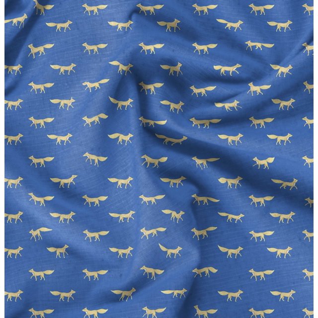 Soimoi Tissu Satin Modal Imprimé Renard Animal au Mètre 42 Pouces de Large
