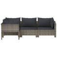 thumbnail image 2 of vidaXL 4 Piece Garden Lounge Set with Cushions Grey Poly Rattan, 2 of 5