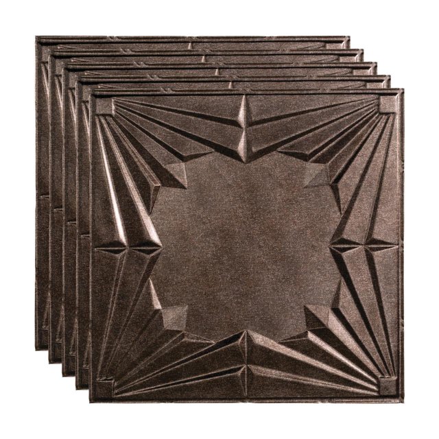 Fasade Art Deco Vinyl 2ft x 2ft Lay-In Ceiling Panel Smoked Pewter 5 Pack